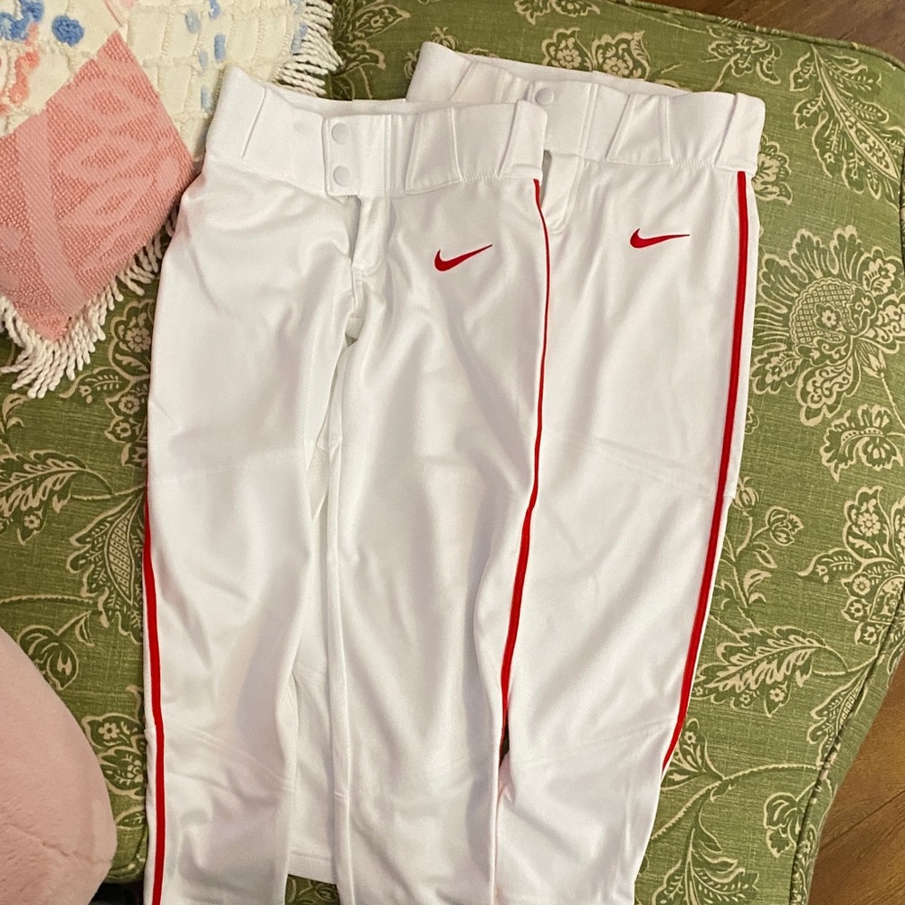 Nike Kids White Pants with Red Stripe